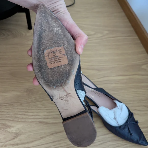 Kate Spade Dark Navy Blue Perforated Slingback Flats - Picture 4 of 6